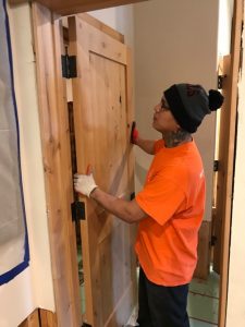 Technician Making Final Touches After A Ceiling Leak